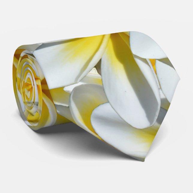 Yellow And White Frangipanis, Tie (Rolled)