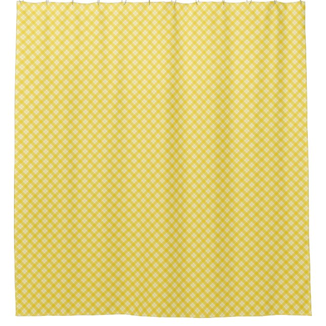Yellow and white geometric-patterned shower  shower curtain (Front)