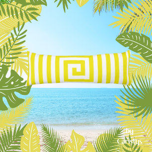 Yellow and White Geometrics Solid Reverse Body Cushion