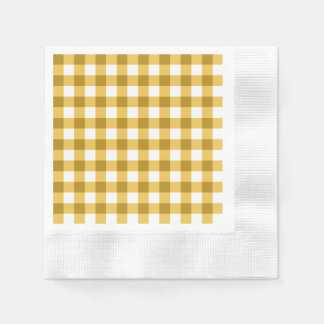 Yellow And White Gingham Check Pattern Napkin