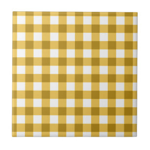 Yellow And White Gingham Check Pattern Tile
