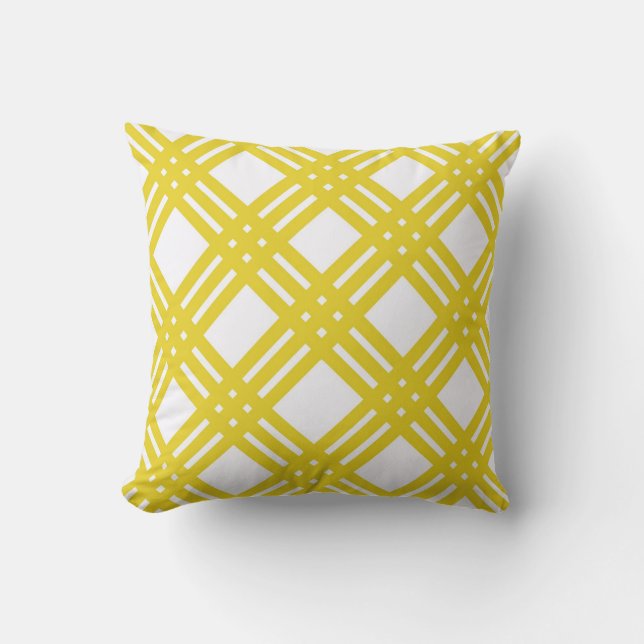 Yellow and White Gingham Cushion (Front)