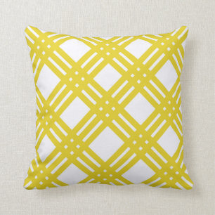 Yellow and White Gingham Cushion