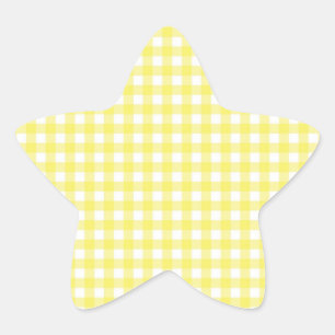 Yellow and White Gingham Design Star Sticker