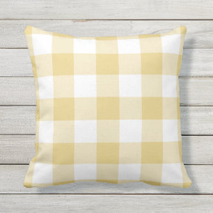 Yellow and White Gingham Pattern Chequered Cushion