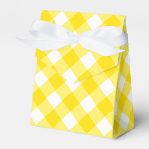 Yellow and White Gingham Pattern Favour Box