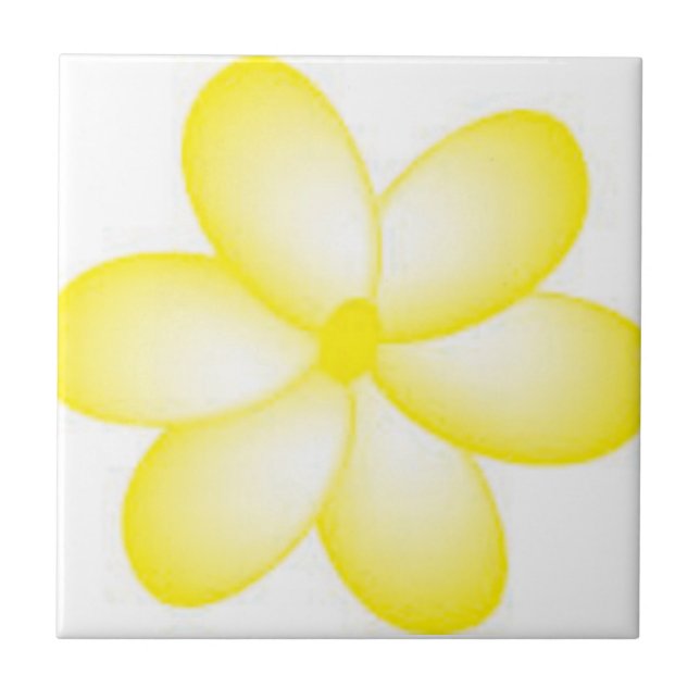 Yellow and White Hawaiian Plumeria Tile (Front)
