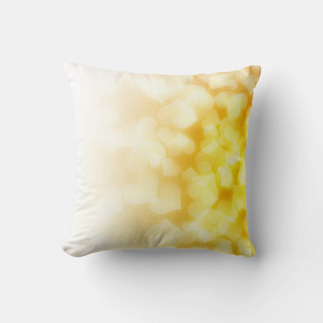 yellow and white hearts cute cushion (Front)
