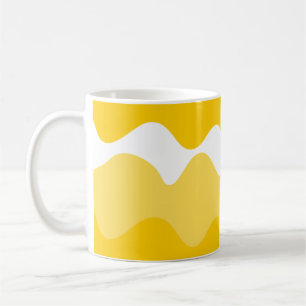 Yellow and white horizontal wavy pattern coffee mug