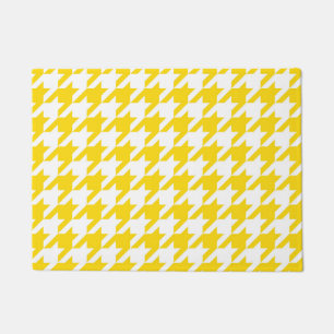 Yellow and White Houndstooth Check Doormat