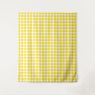 Yellow and White Houndstooth Check Tapestry