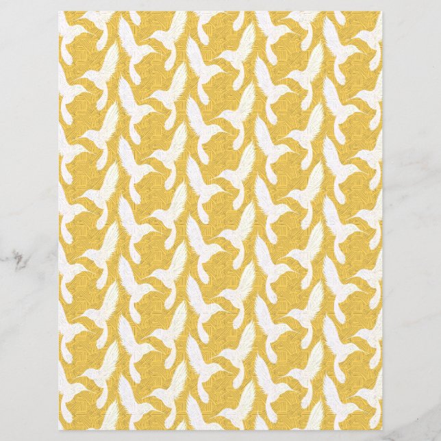 Yellow and white Hummingbirds III Scrapbook Paper (Front)