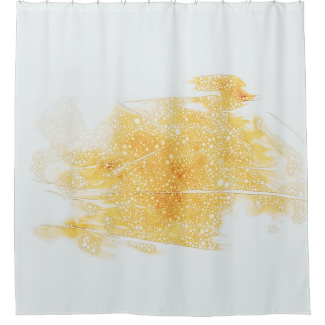 Yellow and white illustration shower curtain (Front)