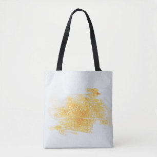 Yellow and white illustration tote bag