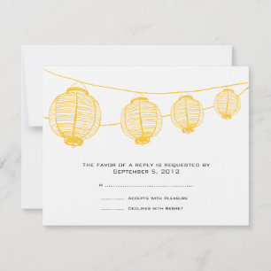 Yellow and White Lanterns Wedding RSVP Card