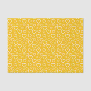 Yellow and White Love Hearts Pattern Tissue Paper