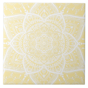 Yellow and White Mandala - Loergann in Magnolia Tile