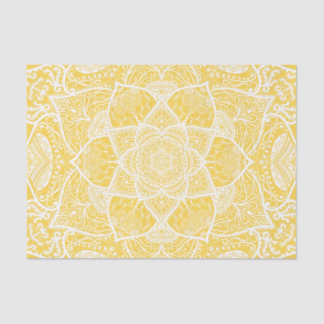 Yellow and White Mandala - Loergann in Sunflower Tissue Paper (Front)