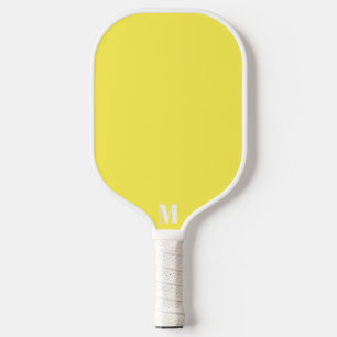 Yellow and White Modern Monogram Pickleball Paddle