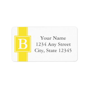 Yellow and White Monogrammed Return Address Labels