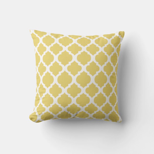 Yellow and white Moroccan Throw Pillow (Front)