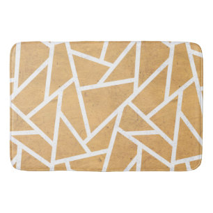 Yellow and white mosaic pattern bath mat