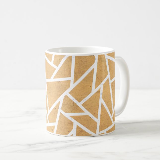 Yellow and white mosaic pattern coffee mug (Front Right)