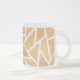 Yellow and white mosaic pattern frosted glass coffee mug