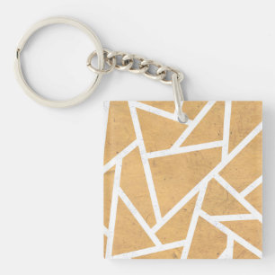 Yellow and white mosaic pattern key ring