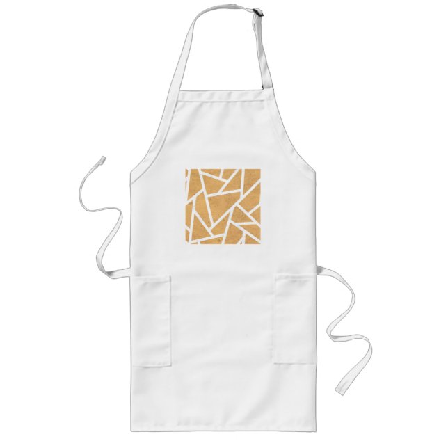 Yellow and white mosaic pattern long apron (Front)