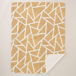 Yellow and white mosaic pattern sherpa blanket