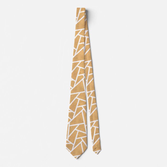 Yellow and white mosaic pattern tie (Front)