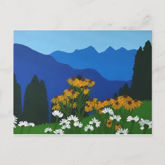 Yellow and White Mountain Flowers Postcard (Front)