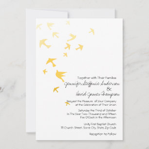Yellow and White Ombre Doves Wedding Invitations