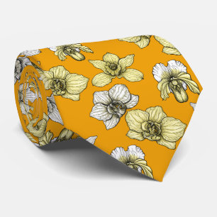 Yellow and white orchid flowers tie