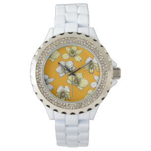 Yellow and white orchid flowers watch