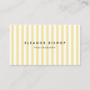 Yellow and White Pinstripes Pattern Modern Business Card