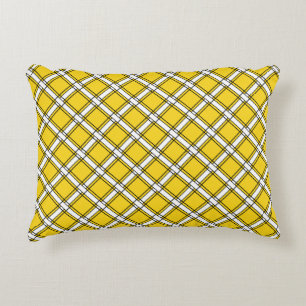 Yellow and white plaid plaid pattern  decorative cushion