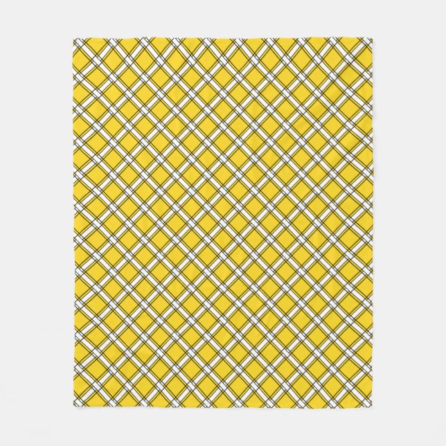 Yellow and white plaid plaid pattern   fleece blanket (Front)