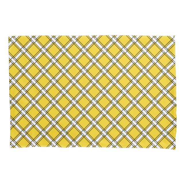 Yellow and white plaid plaid pattern  pillowcase (Front)