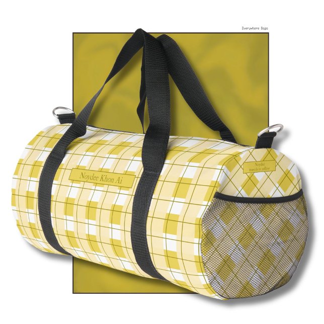 Yellow and White Plaid, Your Name Duffle Bag (Creator Uploaded)