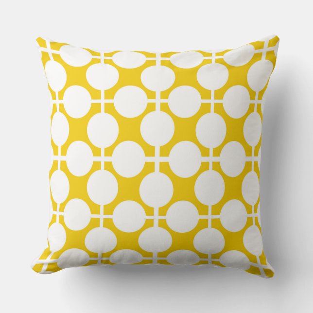 Yellow and white polka dot and check pattern is fa cushion (Front)