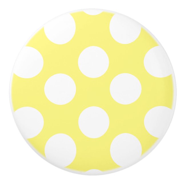 Yellow and White Polka Dot Furniture Knob (Front)