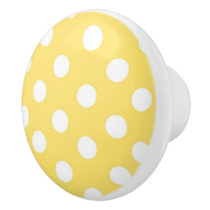 Yellow and white Polka dot pattern Ceramic Knob