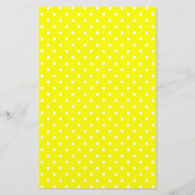 Yellow and White Polka Dot Pattern Stationery (Front)