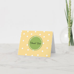 Yellow and White Polka Dot Thank You Card