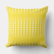 Yellow and White Polka dot Throw Pillow