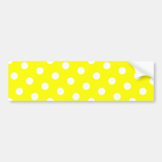 Yellow and White Polka Dots Bumper Sticker (Front)