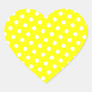Yellow and White Polka Dots Heart Sticker