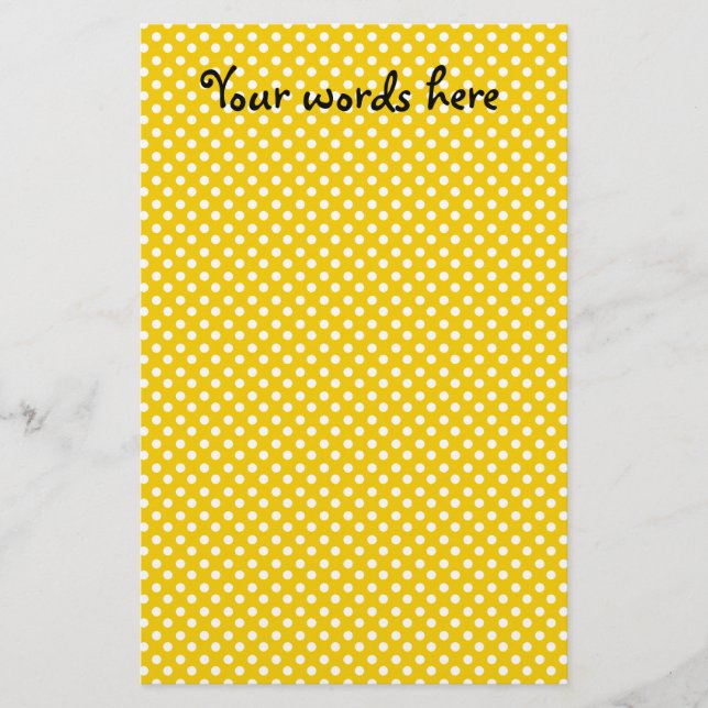 Yellow and white polka dots stationery (Front)